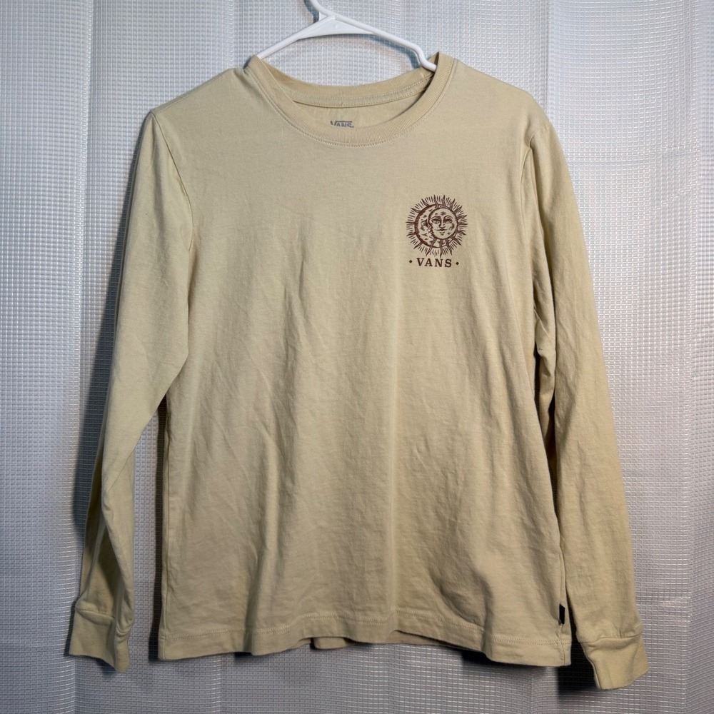 Vans Long Sleeve Shirt Small Tan Sun Moon Graphic Tee